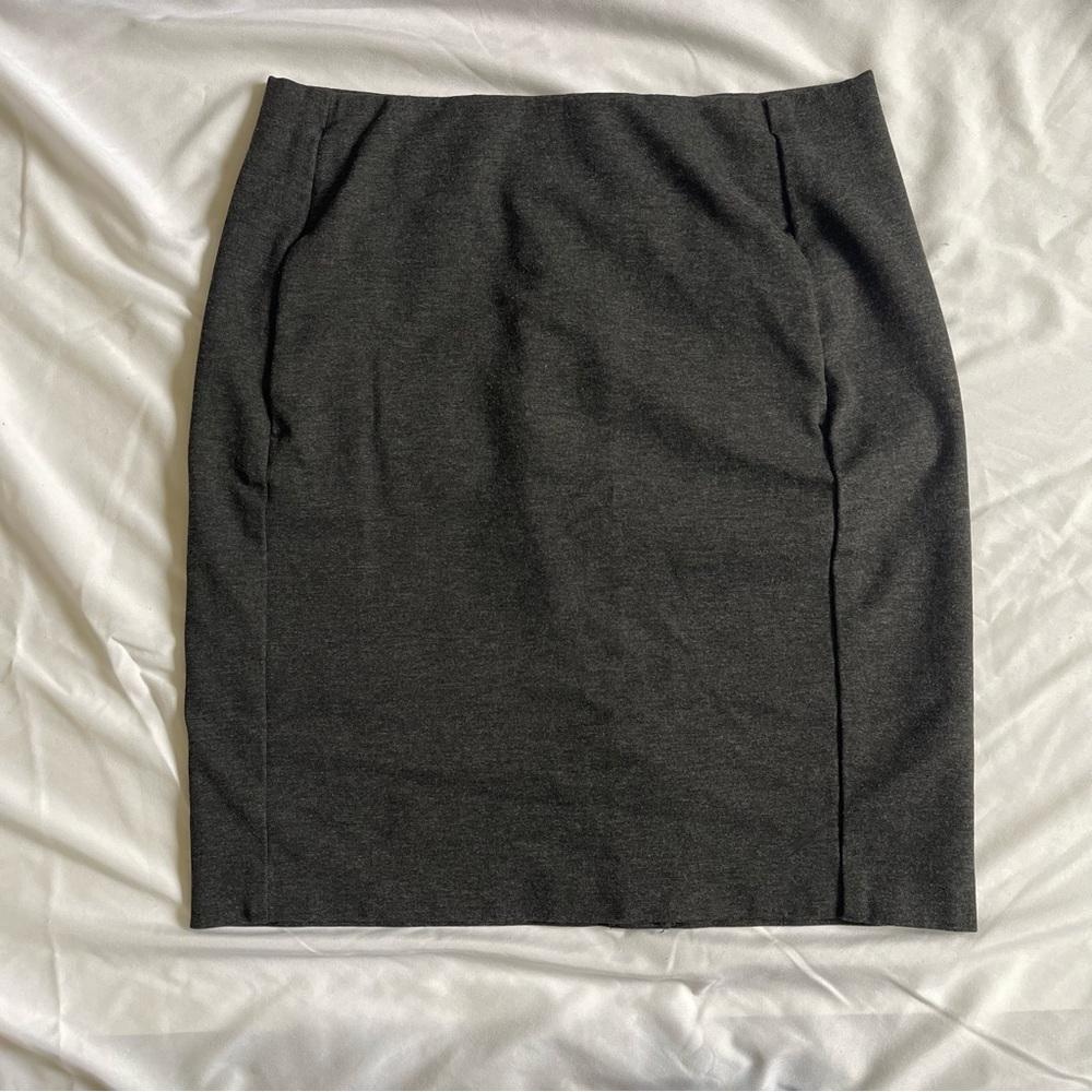 J Jill Gray Ponte Pencil Skirt XS Stretch Pull On Workwear Dark Academia Classic